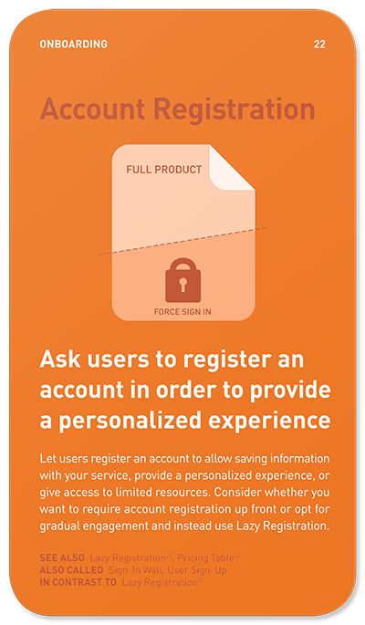 UI Pattern card: Account Registration