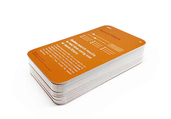 The UI Pattern card deck seen from the side